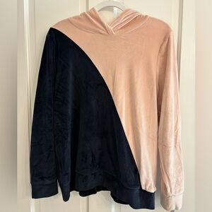 torrid Pink and Blue Colorblock Hoodie Velour Long Sleeve Size 2